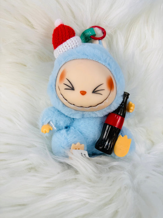 Labubu Monster Coca-Cola Series Plush Keychain - 1 PC (Blue)