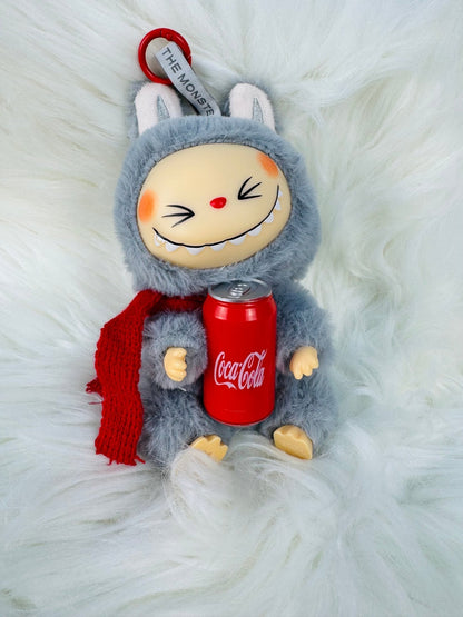 Labubu Monster Coca-Cola Series Plush Keychain - 1 PC (Gray)